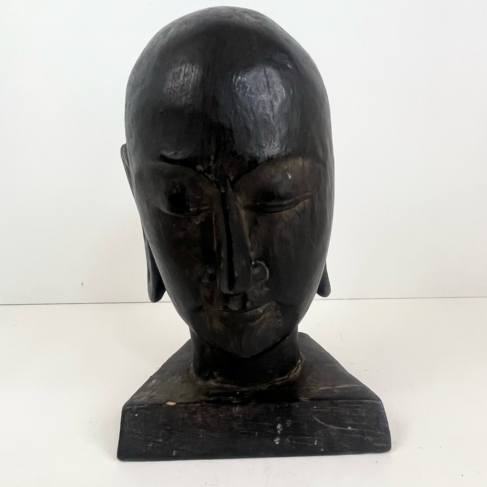 Hand Carved Wooden Sculpture Indonesia Tribal Female Head Bust Statue Figure